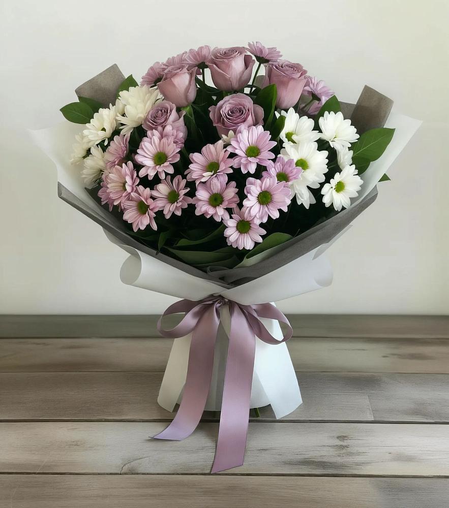 Букет цветов из: Хризантемы и Розы в Власихе Алтайский край