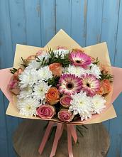 Букет цветов из:  Розы, Герберы и Хризантемы #REPLACE_PRED# Власихе Алтайский край