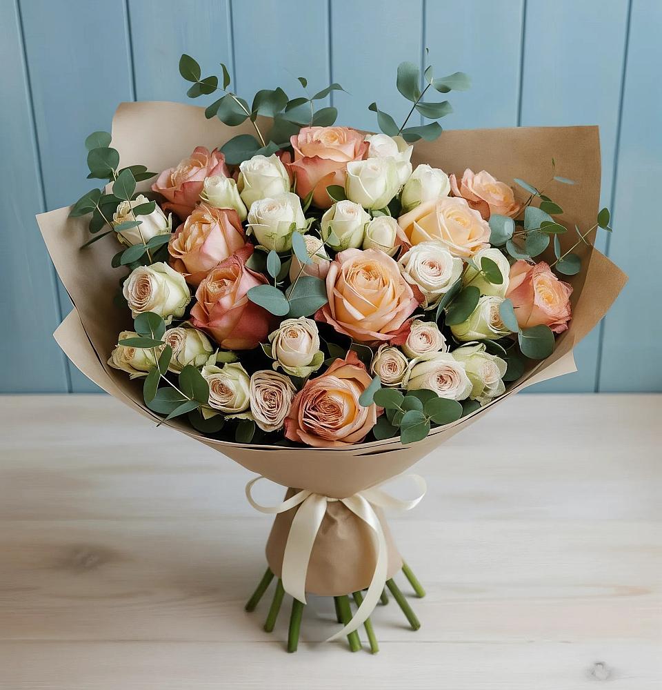 Букет цветов из: Альстромерии и Розы в Власихе Алтайский край