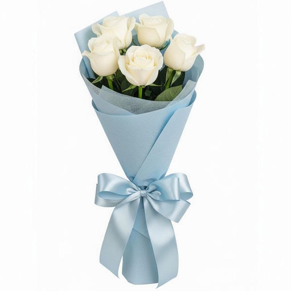 Букет 5 Белых роз Проуд в Власихе Алтайский край