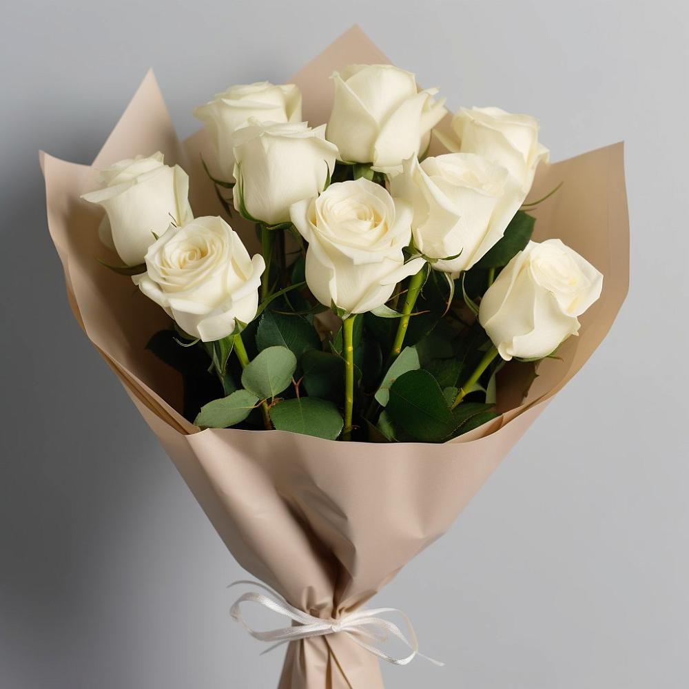 Букет 9 Белых роз Эдлесс Лав в Власихе Алтайский край