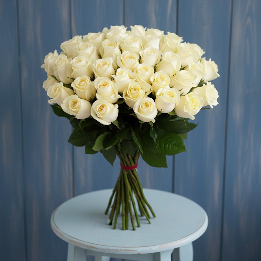 Букет 51 Белая роза Эдлесс Лав в Власихе Алтайский край