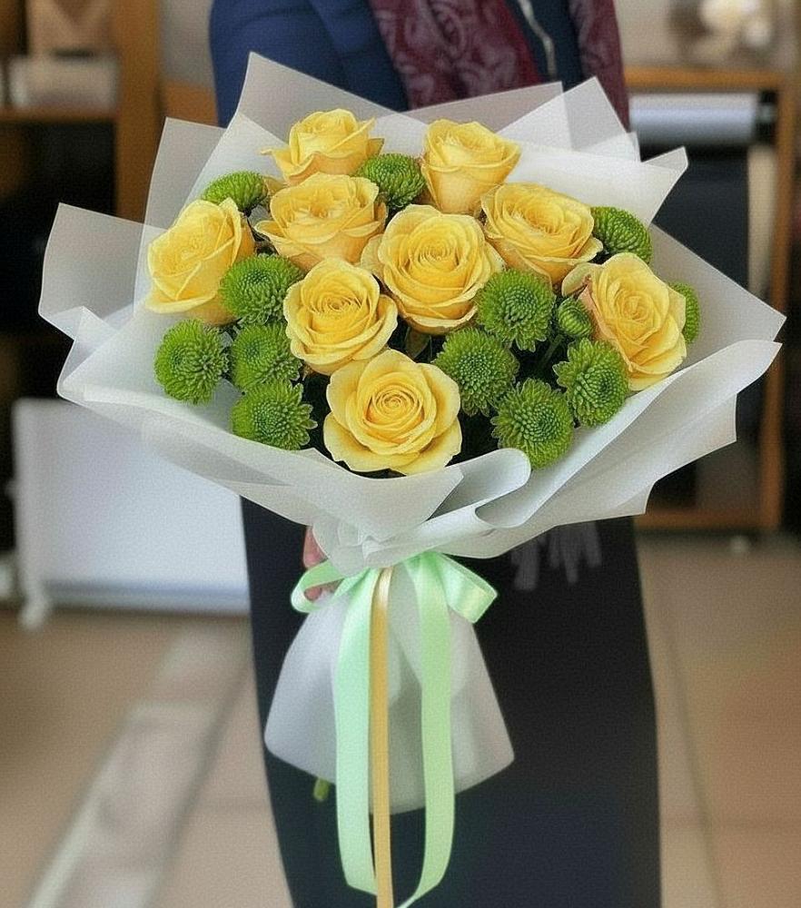 Букет цветов из: Хризантемы и Розы в Власихе Алтайский край