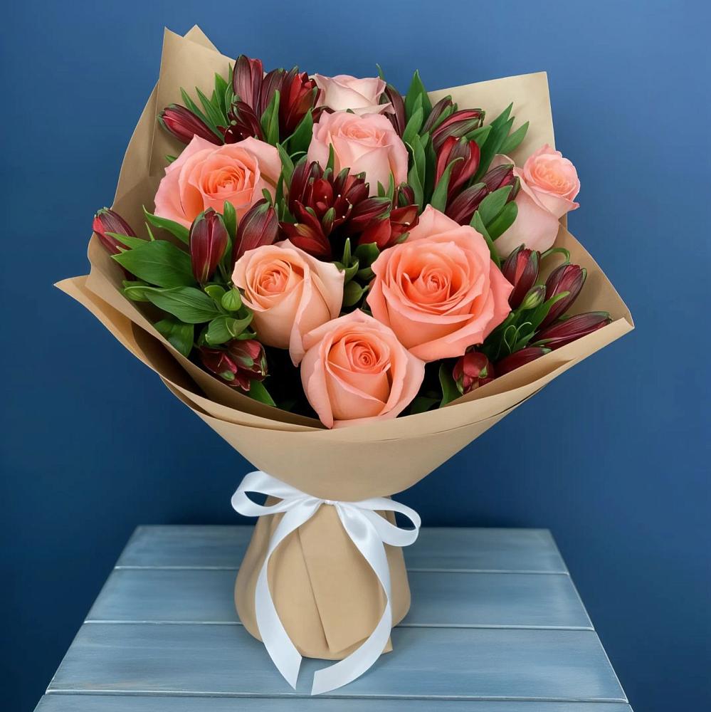 Букет цветов из: Розы и Альстромерии в Власихе Алтайский край