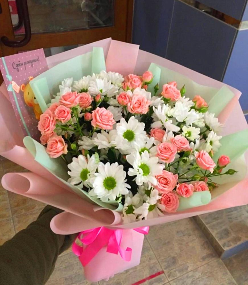 Букет цветов из: Розы и Хризантемы в Власихе Алтайский край