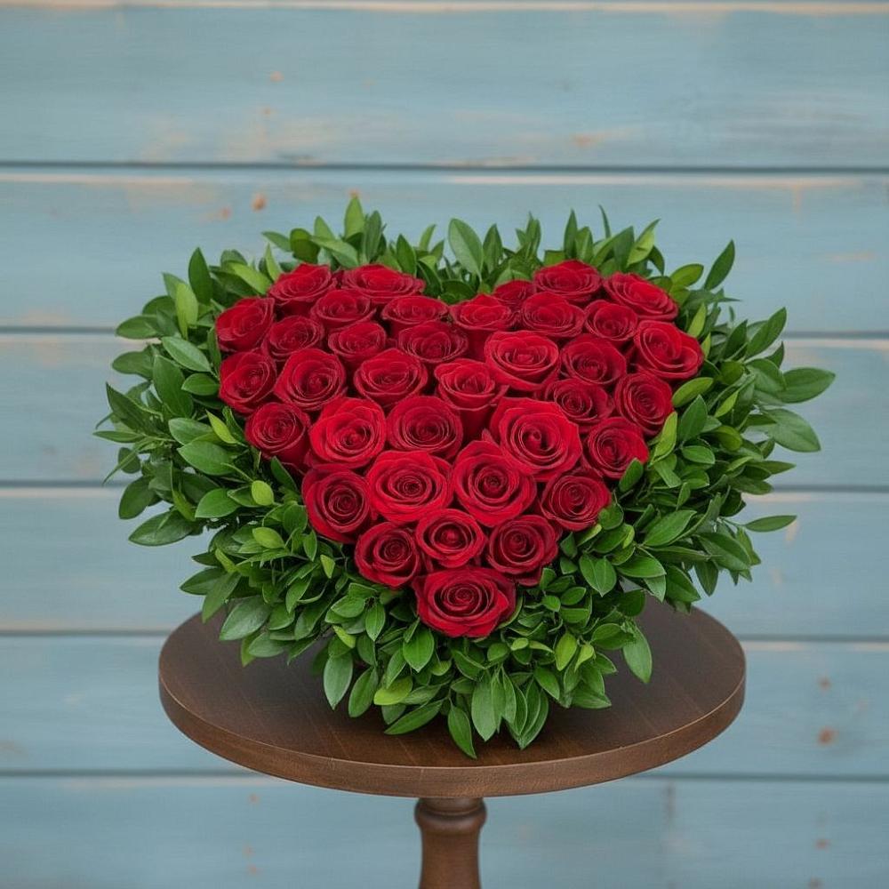 Цветочная композиция из Розы в виде сердца в Власихе Алтайский край