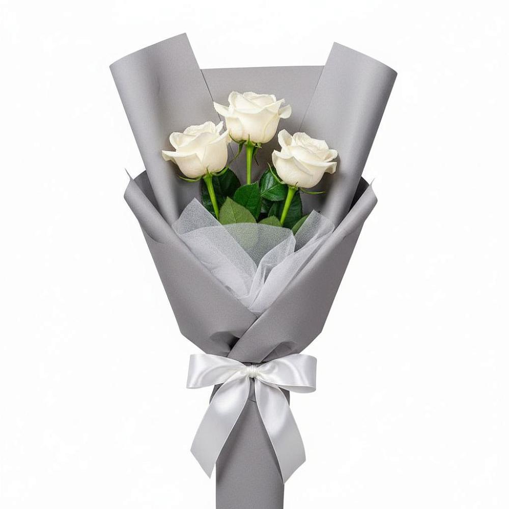 Букет 3 белые розы в Власихе Алтайский край