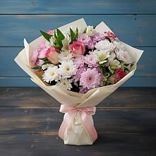 Букет цветов из:  Хризантемы, Альстромерии и Розы в Власихе Алтайский край