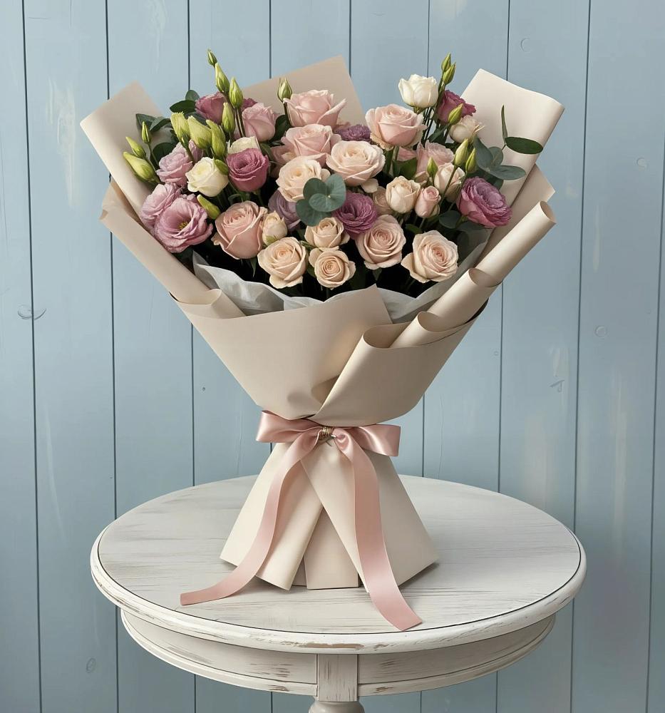 Букет цветов из: Розы и Лизиантусы в Власихе Алтайский край