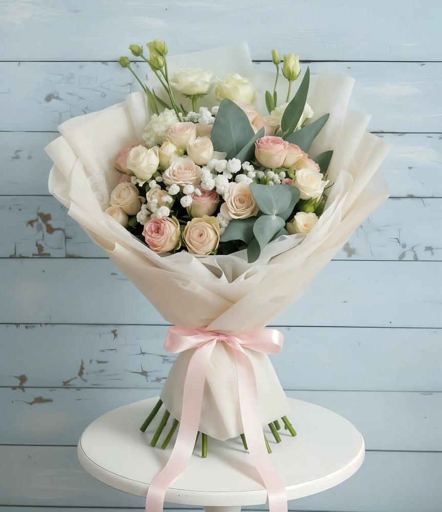 Букет цветов из: Розы и Лизиантусы в Власихе Алтайский край