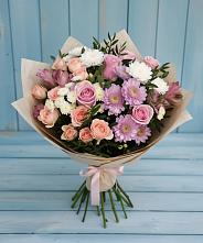 Букет цветов из:  Хризантемы, Розы и Альстромерии в Власихе Алтайский край