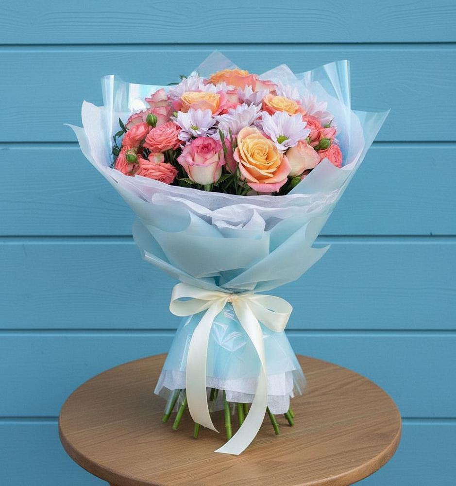 Букет цветов из: Хризантемы и Розы в Власихе Алтайский край