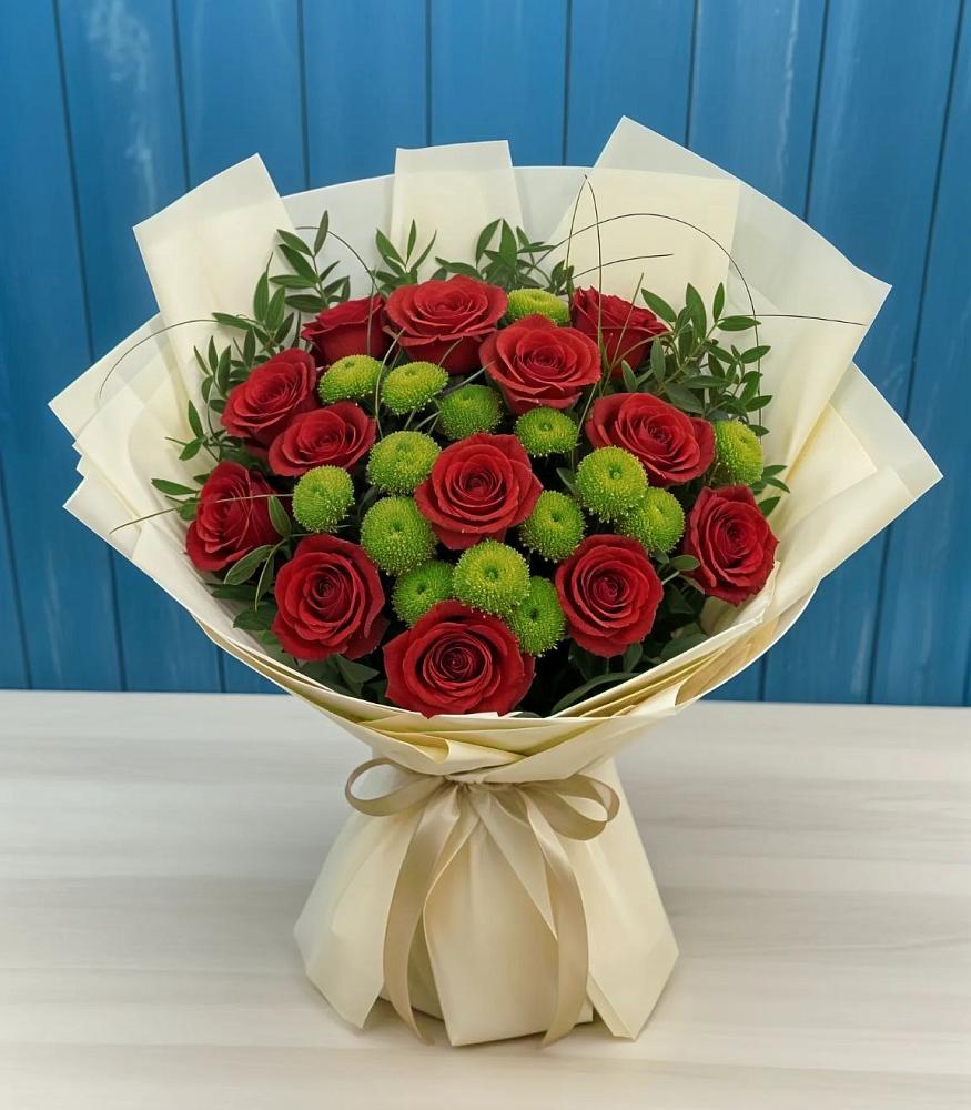 Букет цветов из: Розы и Хризантемы в Власихе Алтайский край