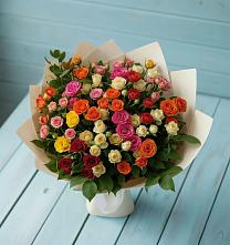Букет Микс из разноцветных кустовых роз в Власихе Алтайский край
